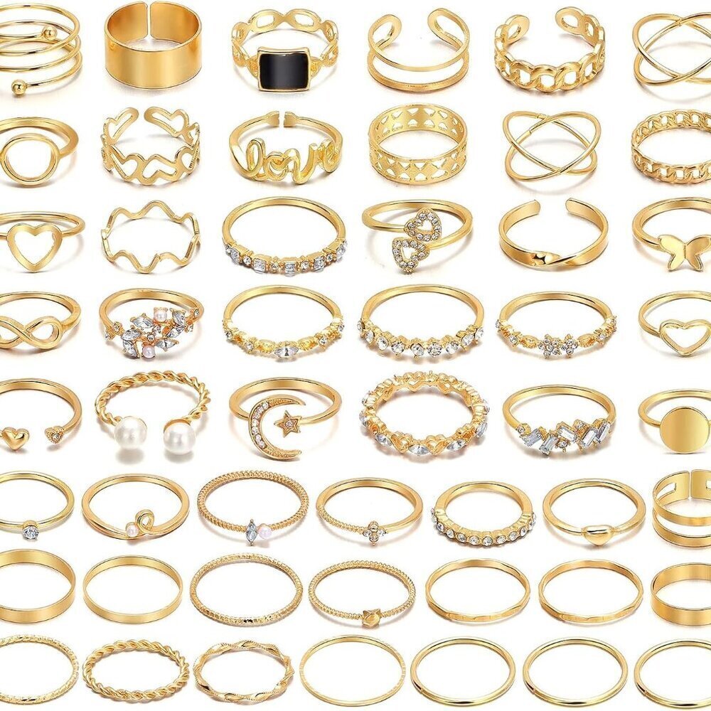 Gold Vintage 51-Pc Women's Stackable Knuckle Rings Set Jewelry Gift